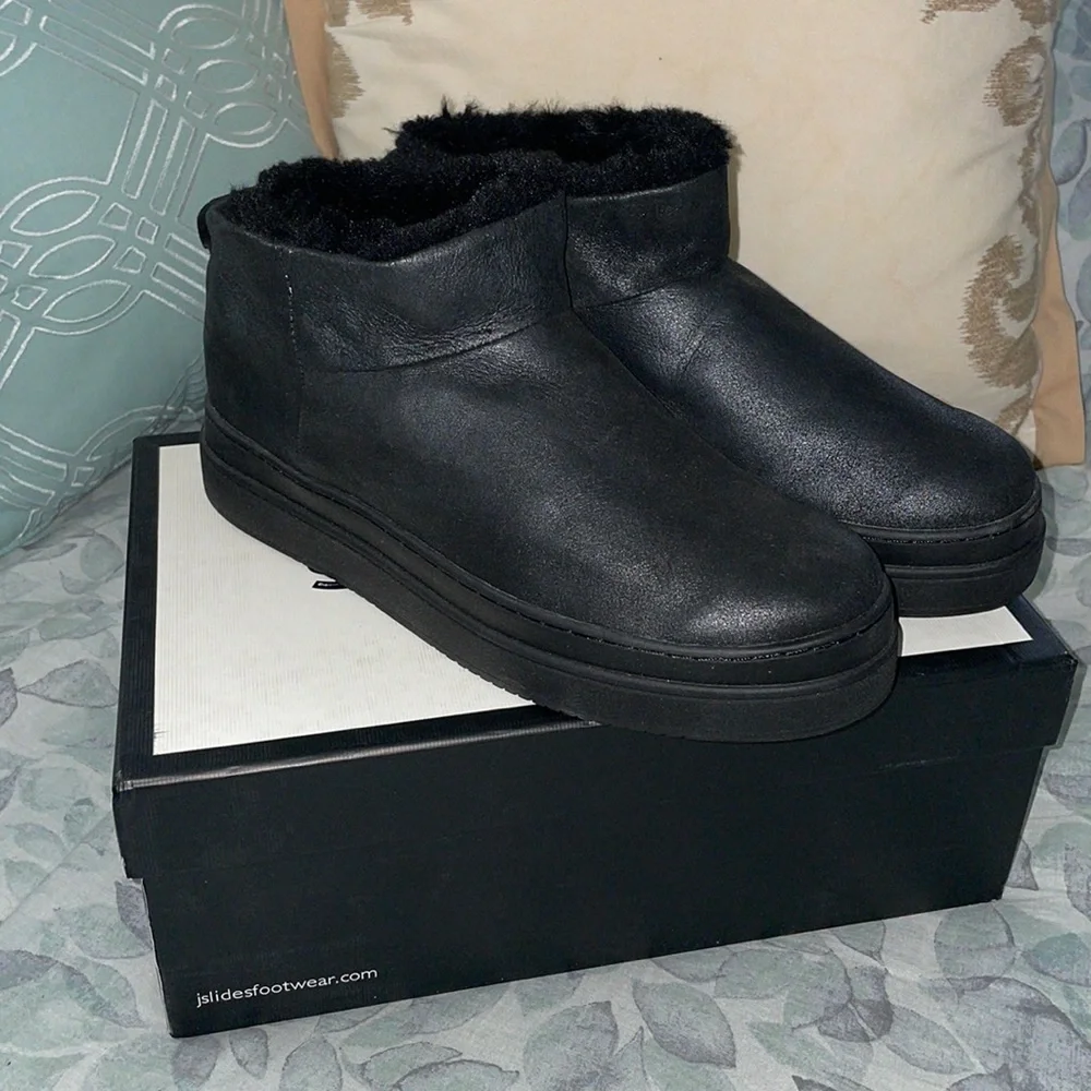 NWT J/SLIDES NIA Black Metallic Brushed Suede - Picture 8 of 12